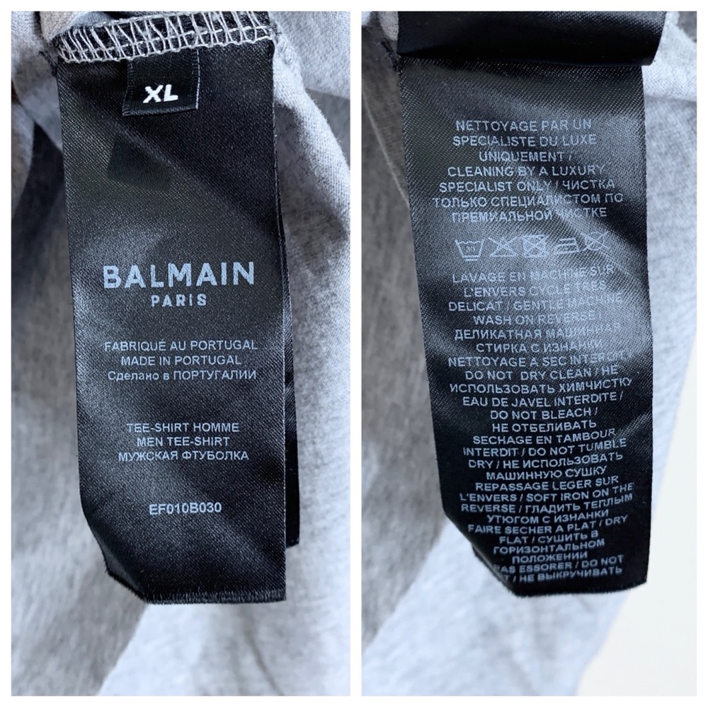 Balmain Flocked Coin Medallion Logo T-Shirt (Sz XL) Short Sleeve Tee Grey - Picture 15 of 16